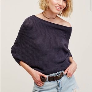 Free People Mercury Waffle Knit Off The Shoulder Top Sz S